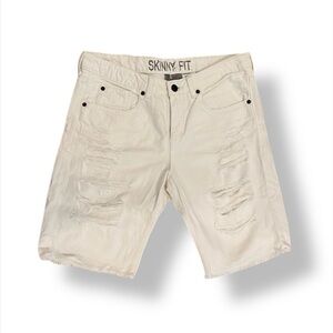 H&M Divided White Distressed Denim Jean Cut Off Shorts Frayed Women’s Size 8